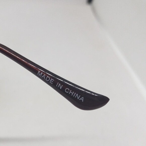 Oversized Drop Arm Rimless Fashion Glasses-Clear Lens-Low Temple-Swoop - Picture 8 of 8